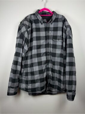 Street & Steel Mission Moto Riding Shirt Black Grey 2XL Flannel Buffalo Shacket